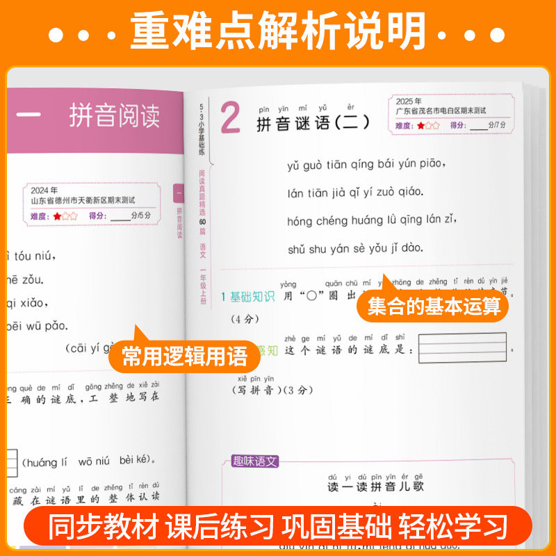 2025版53小学基础练积累与默写一二三四五六年级上册下册语文通用版小学生5.3教材同步练习课堂专项强化训练看拼音写词语默写能手