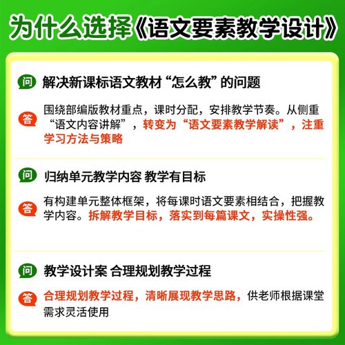 语文要素教学设计小学一二三四五上六年级下册教学专用书部编人教版教师写教案作业备课教师资格证辅导资料课本同步解读书 - 图0