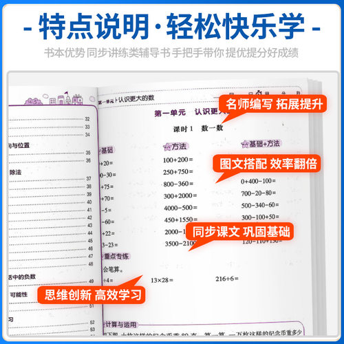 口算题卡+应用题人教版一年级二年级三年级四年级五六年级下册上册数学江苏教版北师大版小学数学思维训练口算计算天天练张华训练 - 图2