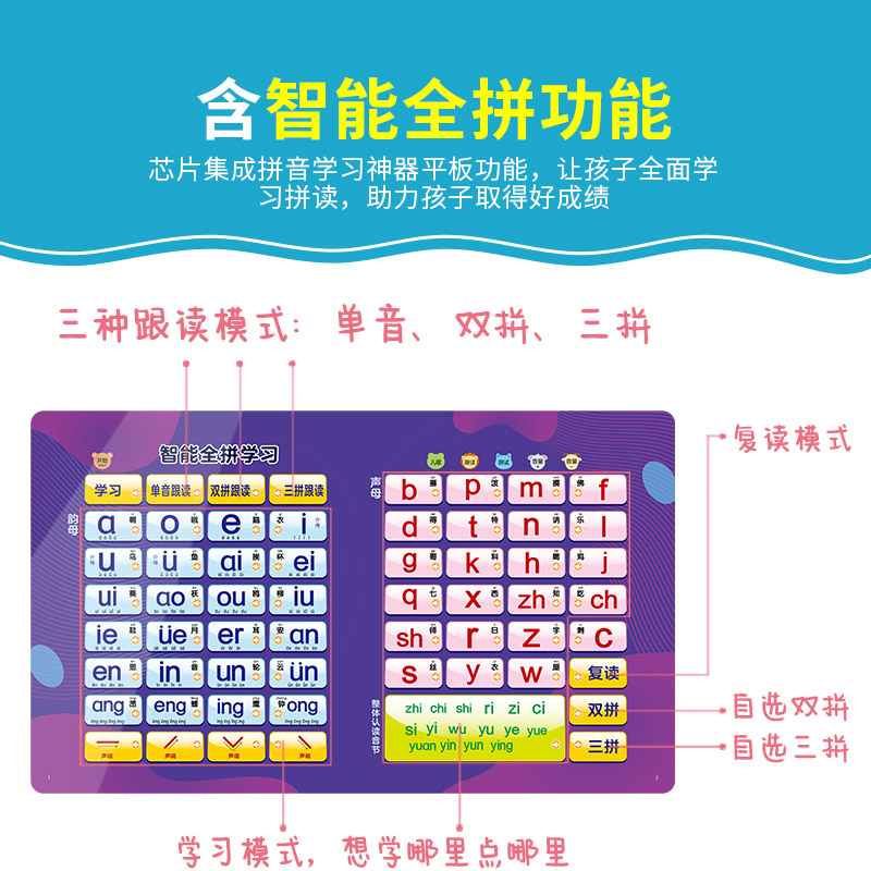 会说话的妙趣汉语拼音正版拼读训练早教有声书宝宝手指点读发声书读物幼小衔接一年级声母韵母3-6岁撕不烂婴幼儿启蒙绘本儿童图书