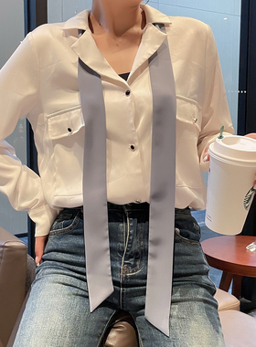 灰色丝带领花学院风手打飘带蝴蝶结雪纺衬衣配饰校服领带学生JK领