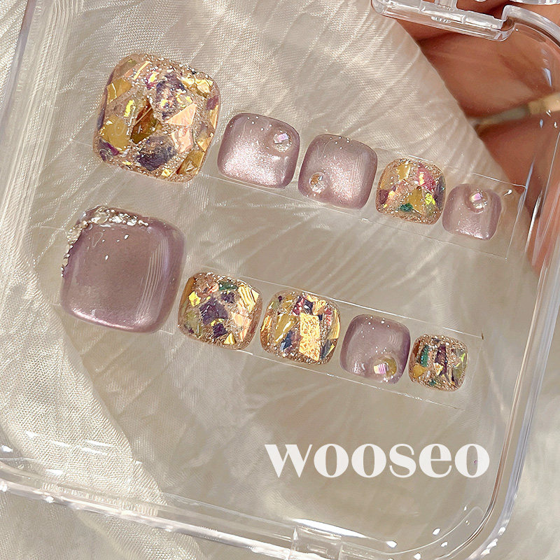 紫色猫眼穿戴甲脚2026新款纯手工脚趾甲贴片高级感显白脚指甲美甲,淘宝优惠券,粉丝福利购,淘宝优惠卷