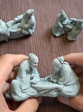 下棋老人仿石摆件园艺造景