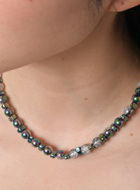 GetEmON原创高级感异形情侣天然彩珍珠嘻哈男女串珠美式锁骨项链