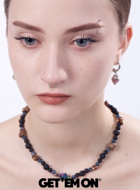 ONBrand原创高级感暗黑小众情侣水晶原石嘻哈男女美式锁骨项链