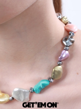 GetEmON原创高级感多巴胺小众度假巴洛克珍珠嘻哈潮男女锁骨项链