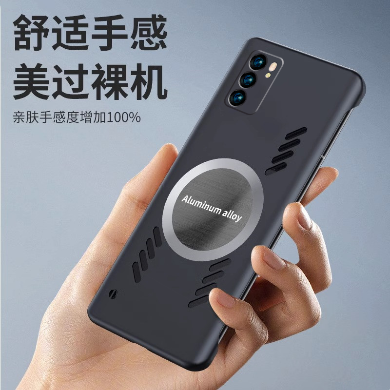 适用opporeno6手机壳reno6pro+无边框reno5kl磁吸reno4se散热reno3元气版透气5g超薄裸机硬壳半包防摔新款套 - 图0