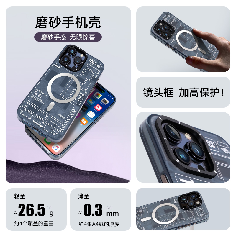 youngkit猿气适用iPhone14promax手机壳苹果14Pro新款15Plus充电14ProMax磨砂保护套防摔Magsafe磁吸无线硬壳 - 图2