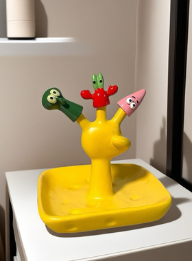 章鱼哥海绵宝宝首饰收纳盒桌面摆件首饰收纳盒家居装饰品生日礼物