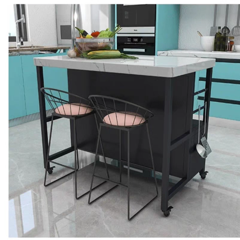 厨房可移动中岛台大理石餐桌一体餐边柜开放式料理台家用微波炉柜,淘宝优惠券,粉丝福利购,淘宝优惠卷