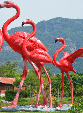 火烈鸟动物喷泉商场美陈景观雕塑