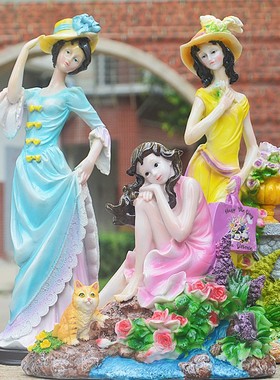 树脂美陈美女摆件家居装饰品