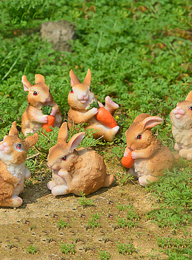 盆景可爱风小兔子动物树脂工艺品