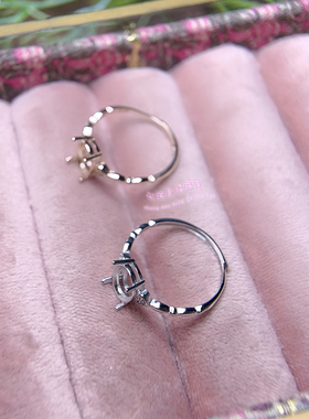 925银戒指空托 椭圆形5*7MM-10*12MM 女款镶嵌宝石开口银戒托