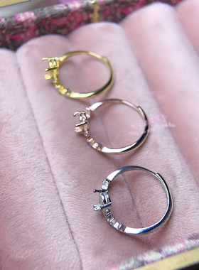 925银戒指空托水滴形5*7MM