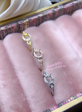 925银戒指空托圆形3MM4MM排戒