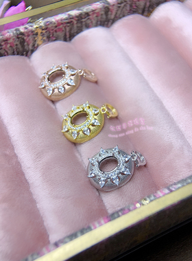 925银吊坠空托 椭圆形6*8MM 女款镶嵌宝石项坠银托吊坠银托