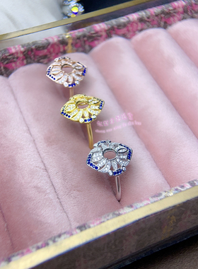 925银戒指空托 椭圆形5*6MM 女款镶嵌用银戒托空托