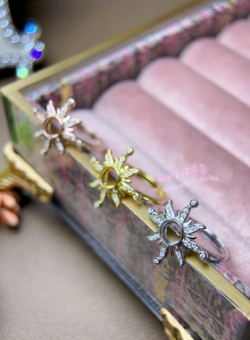 925银戒指空托 圆形 5MM 镶嵌用银戒托开口指圈戒指银托包镶款