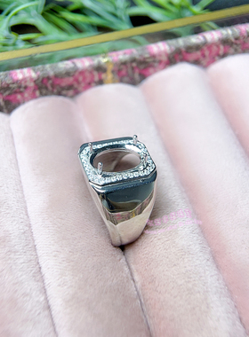 925银男士戒托 椭圆形 10*14MM 镶嵌宝石男款戒指空托男戒托