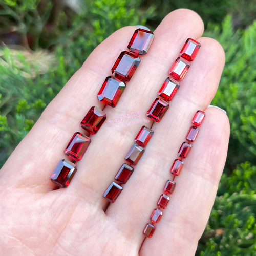 天然石榴石裸石戒面 长方形3*4MM-8*10MM 石榴石原石配石 - 图2