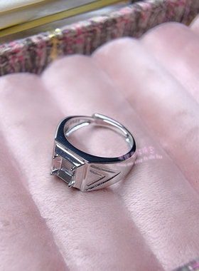 925银男款戒托 圆形 5 6.5  8MM 镶嵌宝石用男士银托空托