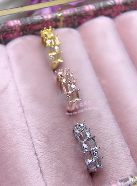 925银戒指空托 长方形3*5MM 女款镶嵌用银戒托空托排戒银托