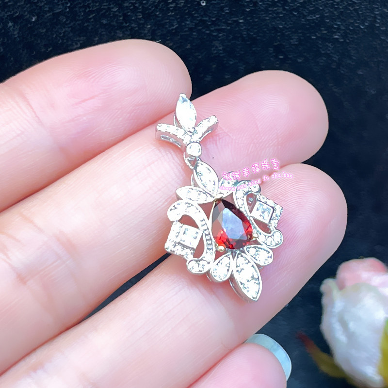 925银吊坠空托 水滴形5*7mm 女款镶嵌宝石项坠吊坠银托