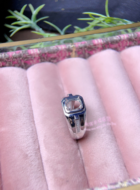 925银男士戒托 椭圆形 6*8MM 镶嵌宝石男款戒指空托