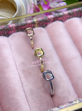 925银戒指空托 长方形5*7MM 女款镶嵌用银戒托包镶款