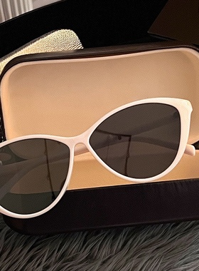 复古白框猫眼墨镜女大框显瘦防紫外线遮阳镜方圆脸显脸小太阳眼镜