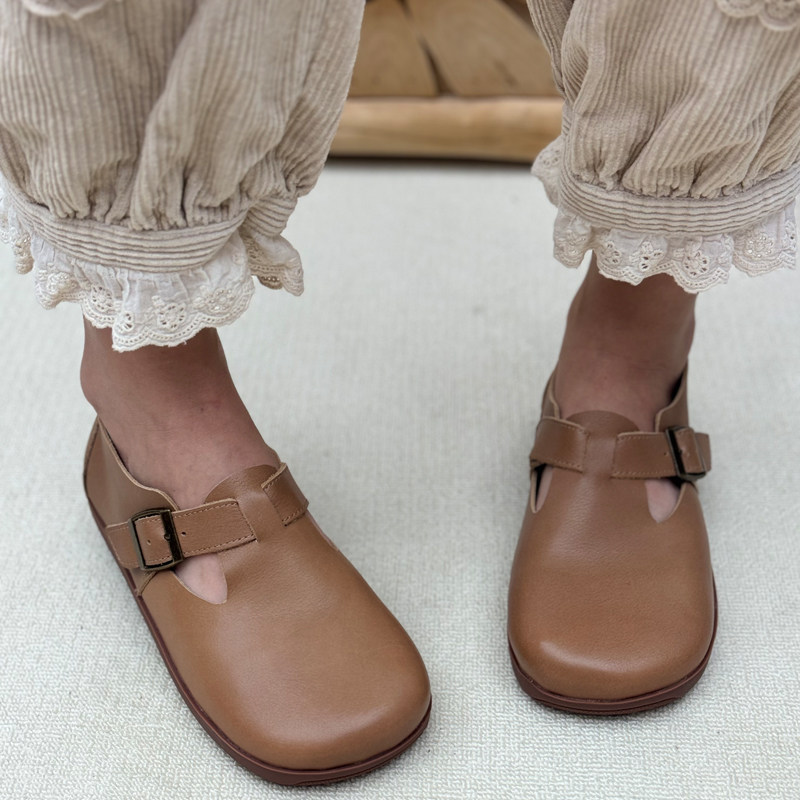 丑乐手工真皮一脚蹬女鞋2025新款复古休闲风头层牛皮平底圆头单鞋,淘宝优惠券,粉丝福利购,淘宝优惠卷
