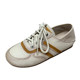 First-layer cowhide color-blocked lace-up moral training women's shoes