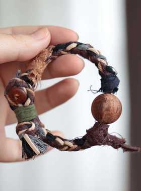 原创设计藏风手绳麻丝降真香手编绳文玩时尚饰品佛珠手串简约百搭