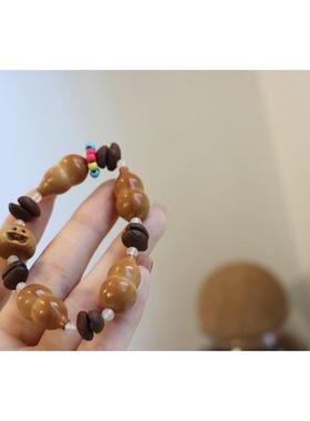 橄榄核葫芦单圈手链搭配咖啡豆手链文玩时尚配饰佛珠手串手链