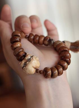 库克甜甜圈搭配鹿角根付搞钱小怪兽手炼文玩佛珠挂饰品时尚百搭