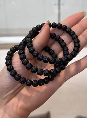 黑金椰蒂锤纹无相手串diy配件手工编织手绳文玩佛珠手串配饰品