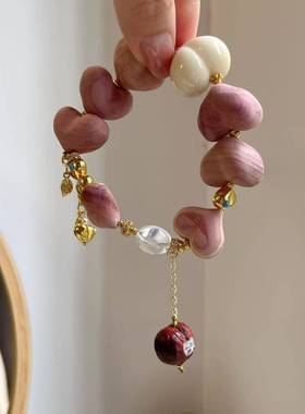 血柏爱心多宝搭配白水晶象牙果diy配件手工编织手绳文玩手串配饰