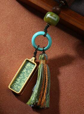 藏传绿度母心精唐卡108佛珠文玩吊坠多圈手持手工制作流苏民族风