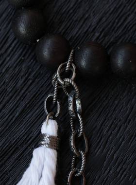 天然降真香单圈手链搭配天然白水晶大肠随形三七银配饰时尚百搭S