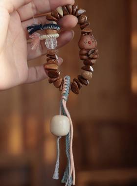 库克方块搭配白水晶转经轴桃木咖啡豆猫咪象牙果桶珠文玩手串时尚