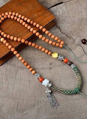 小红书藏式吊坠绳老藏银搭配老山檀蜜蜡原创DIY珠链项链绳民族风