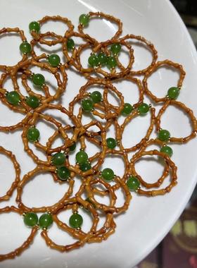 原创设计橄榄核戒指搭配天然碧玉戒指天然女款碧玉圆珠礼物