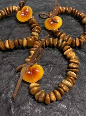 原创网红库克饼干手串搭配浅色屁桃爱心文玩手炼时尚饰品佛珠手串