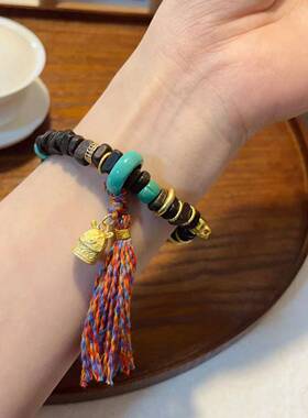 原创设计沉香药片单圈手 搭配菱镁矿等配饰