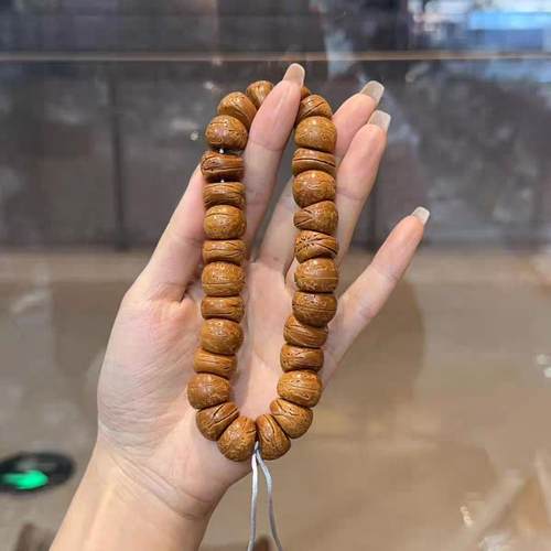 脑纹核桃蒜瓣大肠手持手串文玩光珠绕指柔解压手捻盘玩佛珠男女 - 图0