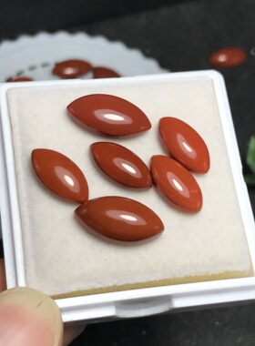 马眼！天然南红马眼形戒面柿子红满色满肉蒙料镶嵌戒指吊坠耳钉