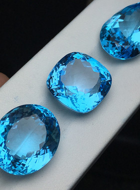 瑞士蓝托帕石大颗粒裸石戒指吊坠