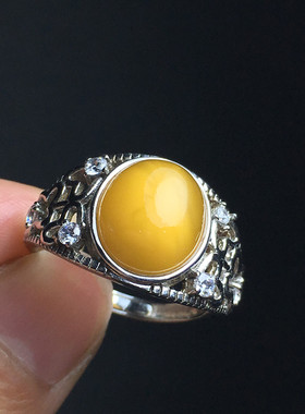 蜜蜡戒指清仓特价琥珀