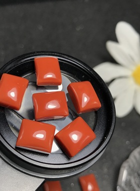 长方形！天然南红长方形戒面柿子红满色满肉蒙料镶嵌戒指吊坠耳钉